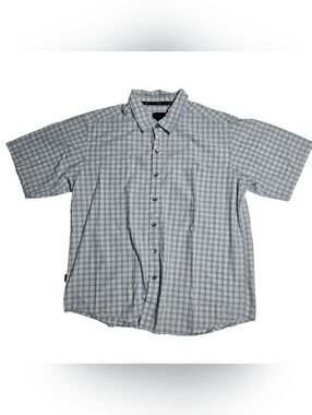 Sean John Mens 3XL Blue Plaid Short Sleeve Button Up Casual Shirt Pocket